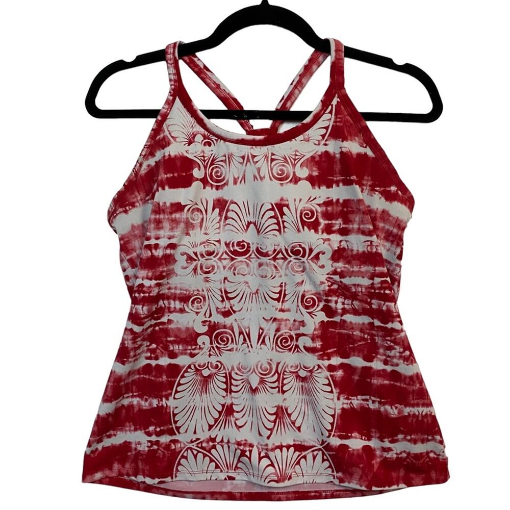 Athleta Red Tie Dye Racer Back Tank Top Size Medium